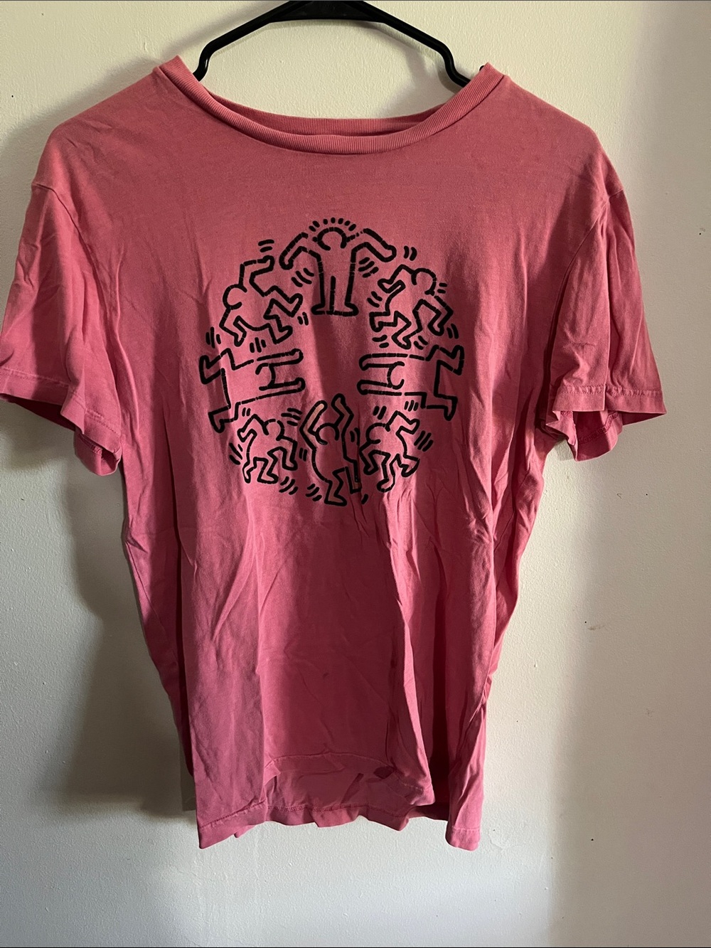 American Eagle Outfitters Rose Pink Short-Sleeve Tee with Black Graphic